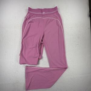 Alo Yoga Womens Medium Pink Flare Pants White Piping High Rise Athletic Y2K